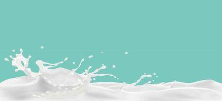 melk druppels en spatten op groen vector