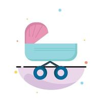 trolly baby kinderen Duwen wandelwagen vlak kleur icoon vector