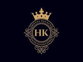 brief hk antiek Koninklijk luxe Victoriaans logo met sier- kader. vector