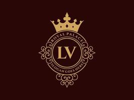 brief lv antiek Koninklijk luxe Victoriaans logo met sier- kader. vector