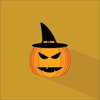 icoon pompoen gezicht halloween met hoed vector