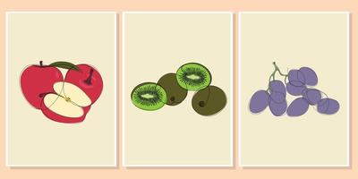 een reeks van muur kunst decoratie fruit vector