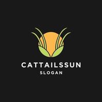 cattail zon logo icoon vlak ontwerp sjabloon vector
