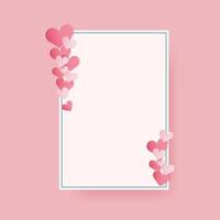 groet kaart overladen met roze en rood harten Aan roze achtergrond met kopiëren ruimte voor Valentijnsdag dag vector