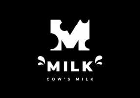 de brief m logo, geschikt voor koe melk drankje. vector