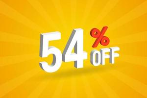 54 procent uit 3d speciaal promotionele campagne ontwerp. 54 uit 3d korting aanbod voor uitverkoop en marketing. vector