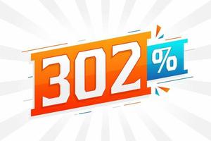 302 korting afzet banier Promotie. 302 procent verkoop promotionele ontwerp. vector