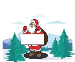 vector illustratie van schattig de kerstman claus mascotte of karakter geïsoleerd Aan landschap achtergrond. vlak stijl.