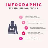 boodschappen doen zak zak Pasen ei solide icoon infographics 5 stappen presentatie achtergrond vector