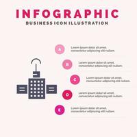 GPS navigatie satelliet solide icoon infographics 5 stappen presentatie achtergrond vector