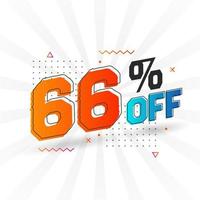 66 procent uit 3d speciaal promotionele campagne ontwerp. 66 van 3d korting aanbod voor uitverkoop en marketing. vector