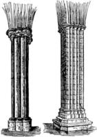 kolommen, engineering, wijnoogst gravure. vector