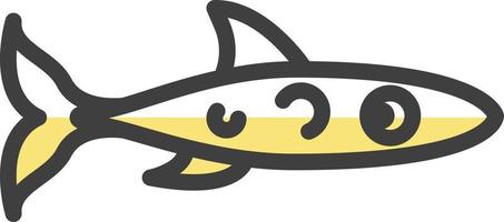 geel dun lang vis, illustratie, vector, Aan een wit achtergrond. vector