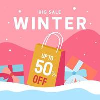 winter uitverkoop Promotie banier, winter speciaal aanbiedingen plein banier, sociaal media post reclame, winter achtergrond vector