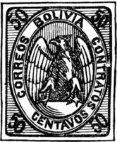 Bolivia 50 centavos stempel, 1867, wijnoogst illustratie vector