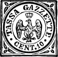 modena 10 cent krant- stempel, 1859, wijnoogst illustratie vector