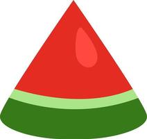 driehoek plak van watermeloen, illustratie, vector Aan een wit achtergrond.