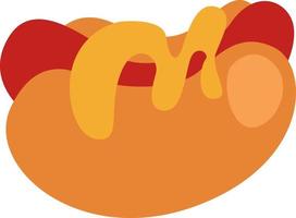 Fast food hotdog, illustratie, vector Aan een wit achtergrond.