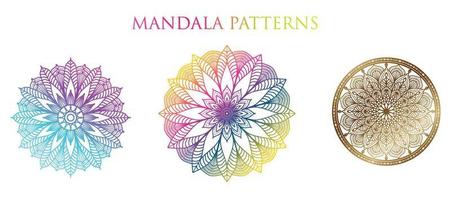 kleurrijk mandala achtergrond, reeks mandala, mandala's voor kleur boek. decoratief ronde ornamenten. anti stress behandeling patronen. yoga logo's, achtergronden voor meditatie.oosters vector