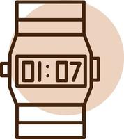 digitaal pols horloge, illustratie, vector, Aan een wit achtergrond. vector