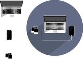 laptop verbonden naar een telefoon ,illustratie, vector Aan wit achtergrond.