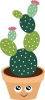 schattig cactus, illustratie, vector Aan wit achtergrond.