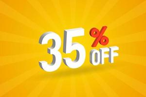 35 procent uit 3d speciaal promotionele campagne ontwerp. 35 uit 3d korting aanbod voor uitverkoop en marketing. vector