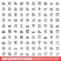 100 logistiek pictogrammen set, schets stijl vector