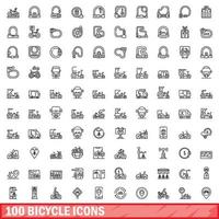 100 fiets pictogrammen set, schets stijl vector