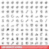 100 insect pictogrammen set, schets stijl vector