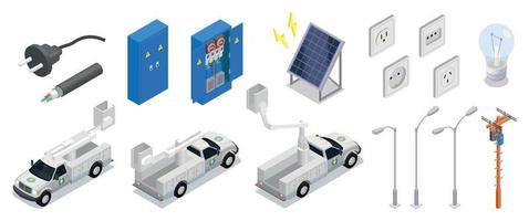 elektricien isometrische pictogrammen vector