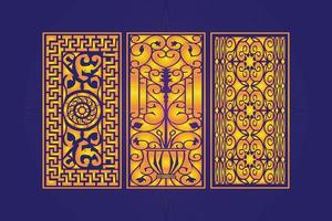 Islamitisch decoratief laser besnoeiing panelen sjabloon met abstract meetkundig structuur en bloemen laser vector