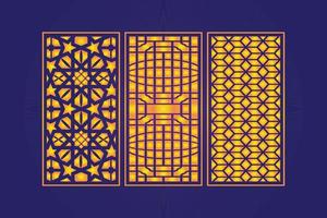 Islamitisch decoratief laser besnoeiing panelen sjabloon met abstract meetkundig structuur en bloemen laser vector