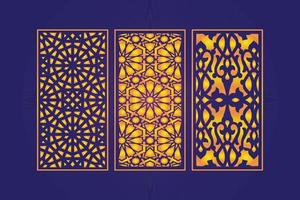 Islamitisch decoratief laser besnoeiing panelen sjabloon met abstract meetkundig structuur en bloemen laser vector