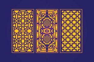 Islamitisch decoratief laser besnoeiing panelen sjabloon met abstract meetkundig structuur en bloemen laser vector