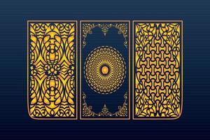 Islamitisch decoratief laser besnoeiing panelen sjabloon met abstract meetkundig structuur en bloemen laser vector