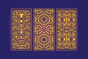 Islamitisch decoratief laser besnoeiing panelen sjabloon met abstract meetkundig structuur en bloemen laser vector