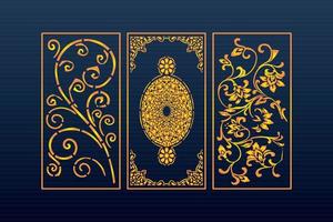 Islamitisch decoratief laser besnoeiing panelen sjabloon met abstract meetkundig structuur en bloemen laser vector