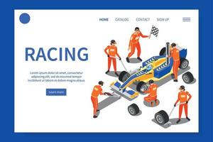 racing isometrische website ontwerp vector