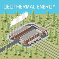 isometrische geothermisch macht station vector