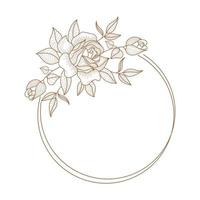 hand- trek bloemen kader decoratief, rond bloemen embleem, huwelijk logo concept vector