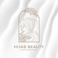 minimalistische vrouw logo hijab schoonheid sjabloon,continu sjabloon lijn tekening vector