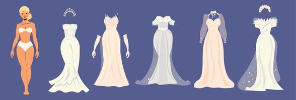 pop bruiloft jurk reeks vector