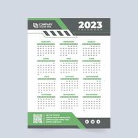 bedrijf jaar- kalender vector illustratie voor 2023 nieuw jaar. de week begint Aan zondag. 2023 muur kalender en bureau organisator decoratie met blauw en groen kleuren. zakelijke kalender sjabloon.