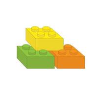 Lego groen oranje geel icoon. 3d lego's. vector illustratie