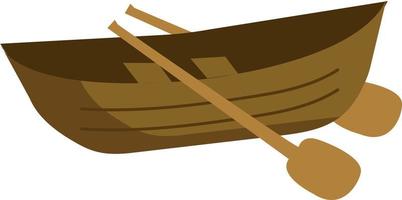 een houten rij boot, vector of kleur illustratie.