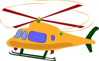 geel helikopter, illustratie, vector Aan wit achtergrond.