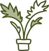 dame palm in pot, illustratie, vector Aan een wit achtergrond.