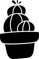 drie klein ronde cactussen in een pot, illustratie, vector Aan wit achtergrond.