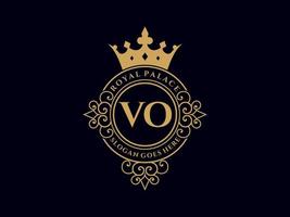 brief vo antiek Koninklijk luxe Victoriaans logo met sier- kader. vector